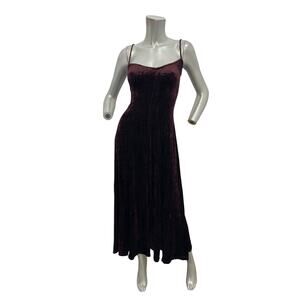 Bonnie Strauss Vintage  1990s Crushed Velvet Brown Slip Dress Size 4